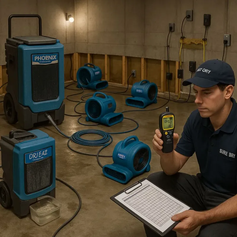 Structural Drying and Dehumidification process in Kingsville, MD